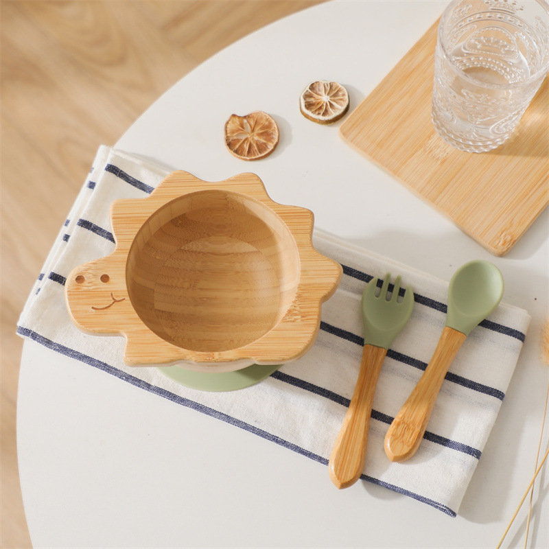 Baby Food Dispensing Spoon - Peralatan makan kayu bayi Set dinosaurus
