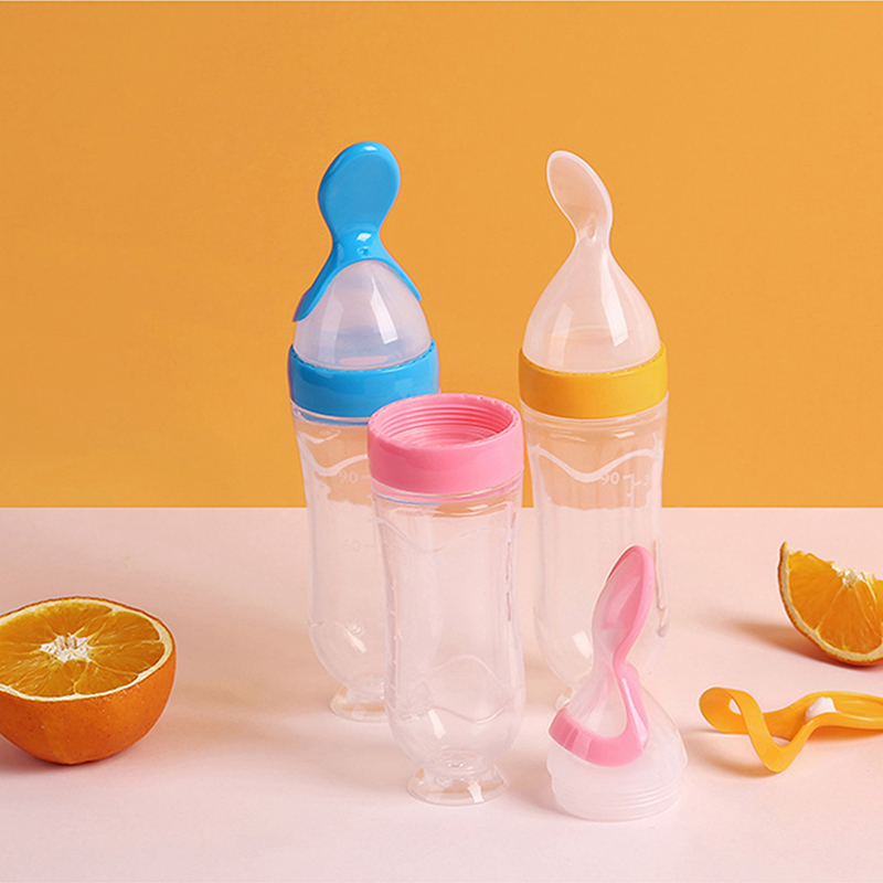 Baby Food Dispensing Spoon - Meremas botol makan silikon latihan bayi