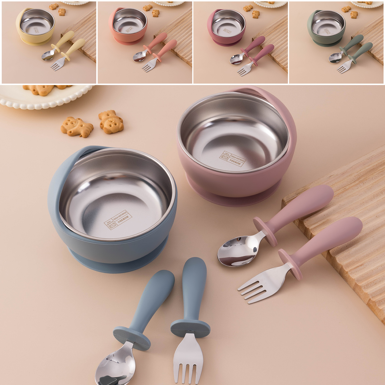 Baby Food Dispensing Spoon - Warna Anak-anak 3 Buah Set Makan