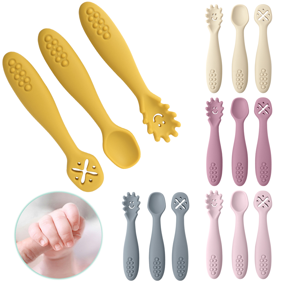 3 Buah Sendok Garpu Silikon un - Baby Food Utensils Set ulasan dan harga