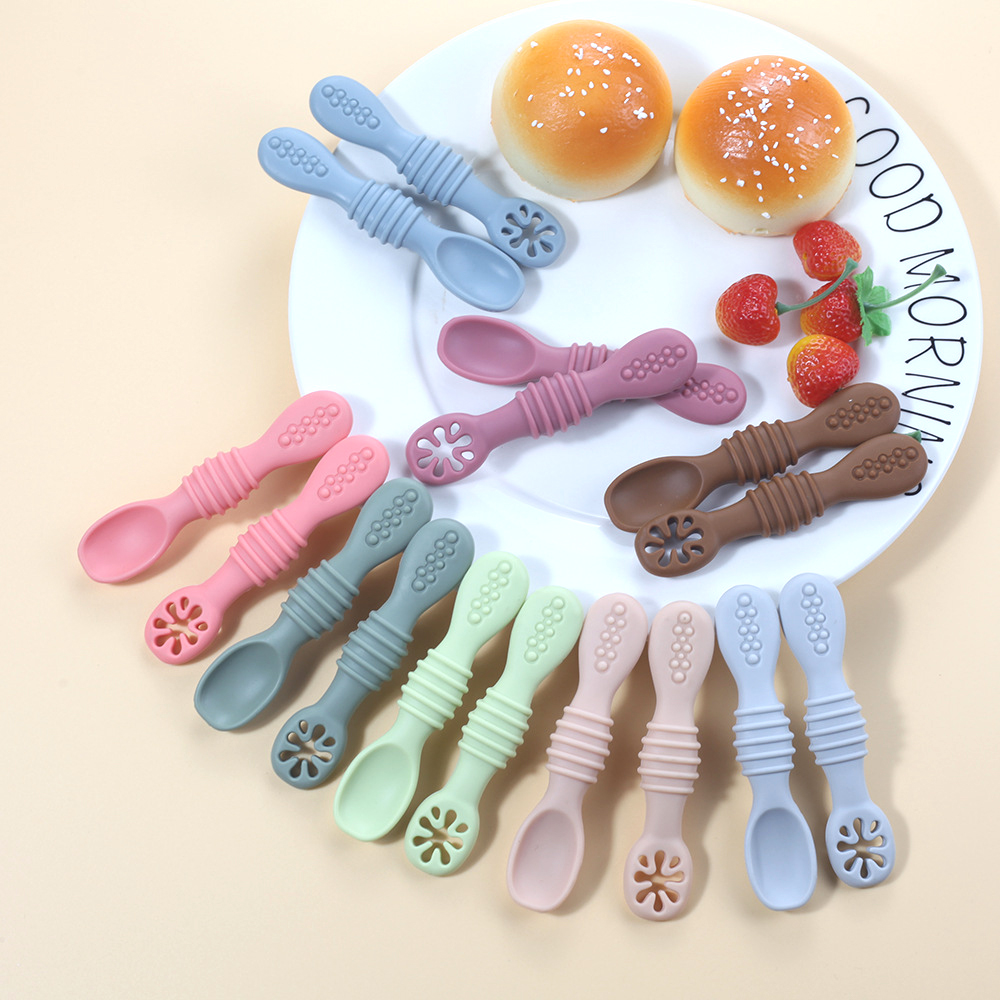 2 buah bayi lucu belajar sendo - Baby Food Utensils Set ulasan dan harga